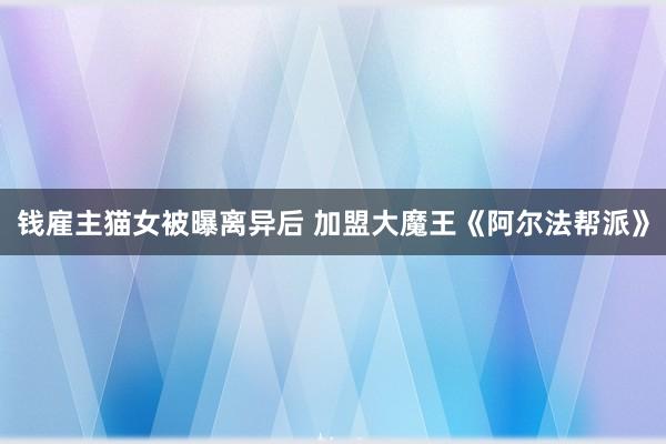 钱雇主猫女被曝离异后 加盟大魔王《阿尔法帮派》