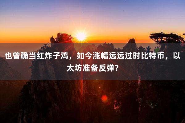 也曾确当红炸子鸡，如今涨幅远远过时比特币，以太坊准备反弹？