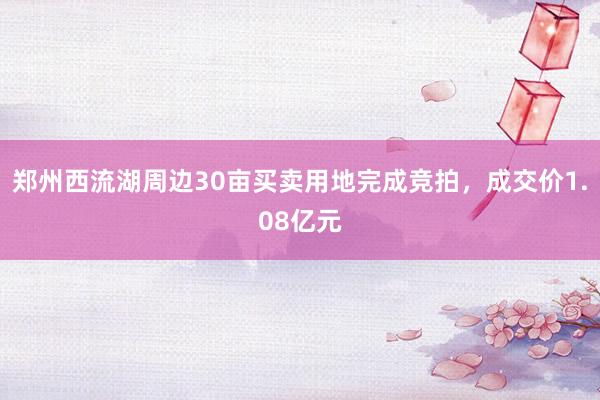 郑州西流湖周边30亩买卖用地完成竞拍，成交价1.08亿元