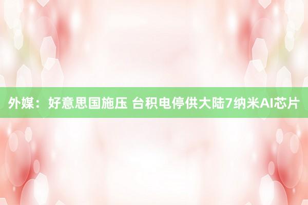 外媒：好意思国施压 台积电停供大陆7纳米AI芯片