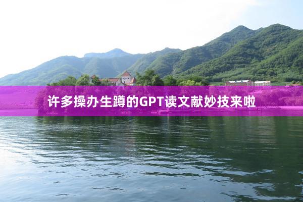 许多操办生蹲的GPT读文献妙技来啦