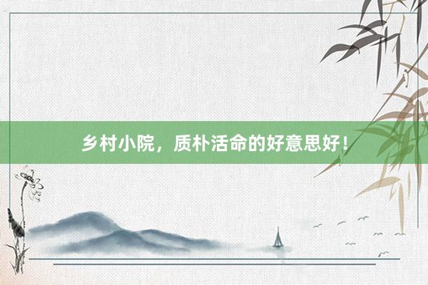 乡村小院，质朴活命的好意思好！