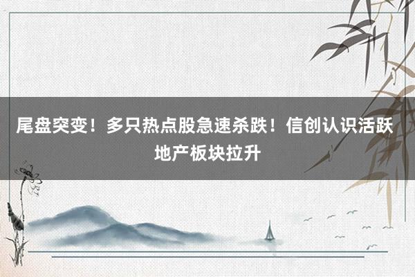 尾盘突变！多只热点股急速杀跌！信创认识活跃 地产板块拉升